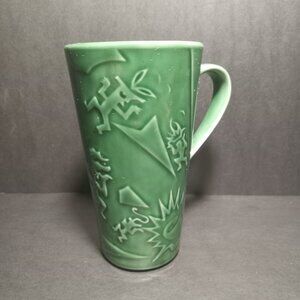 Starbucks Vintage Chaleur Embossed Green Ceramic Travel Mug Siren Mermaid